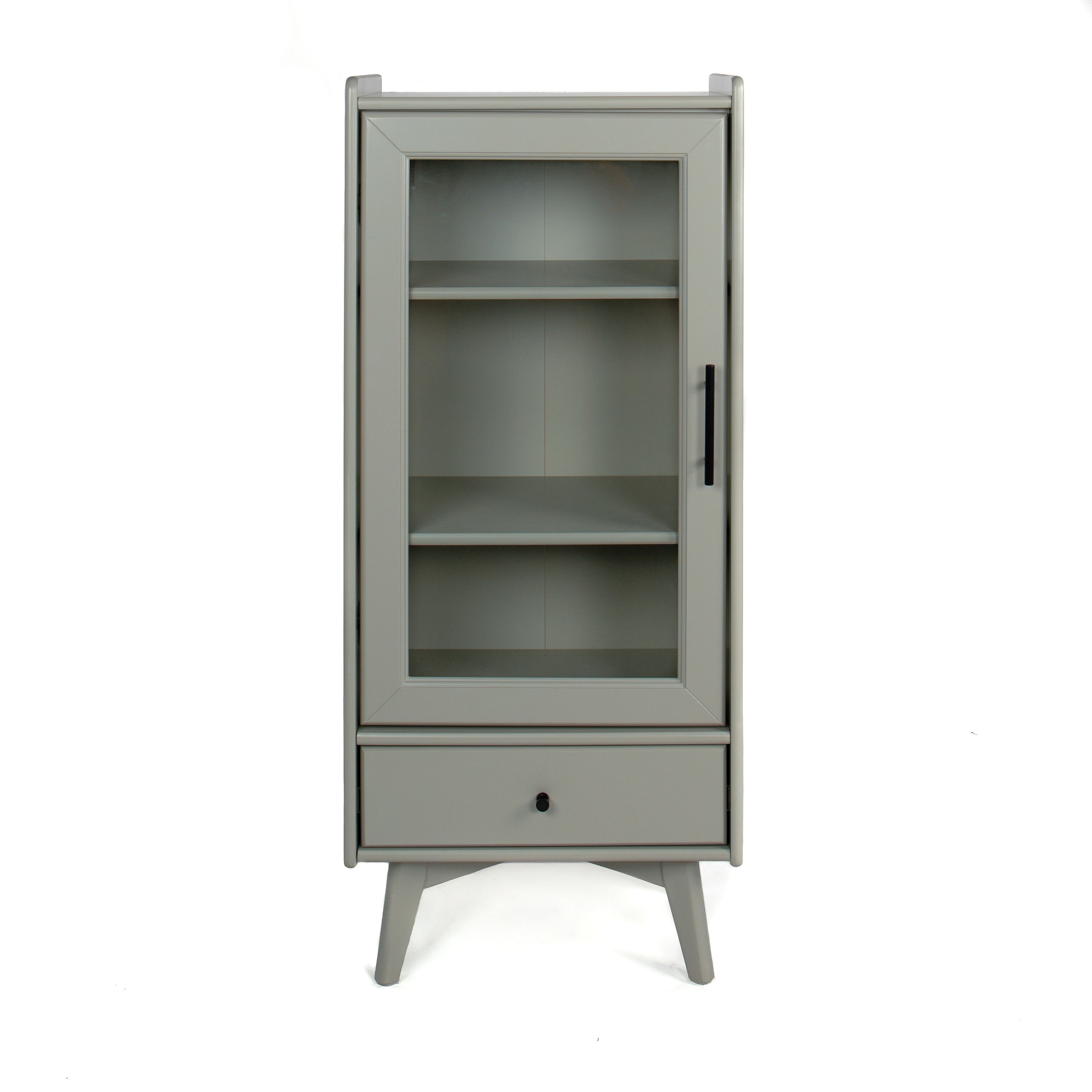 Modern Bathroom Storage Cabinet & Floor Standing Cabinet With Glass Door With Double Adjustable Shelves And One Drawer, Extra Storage Space On Top - Gray