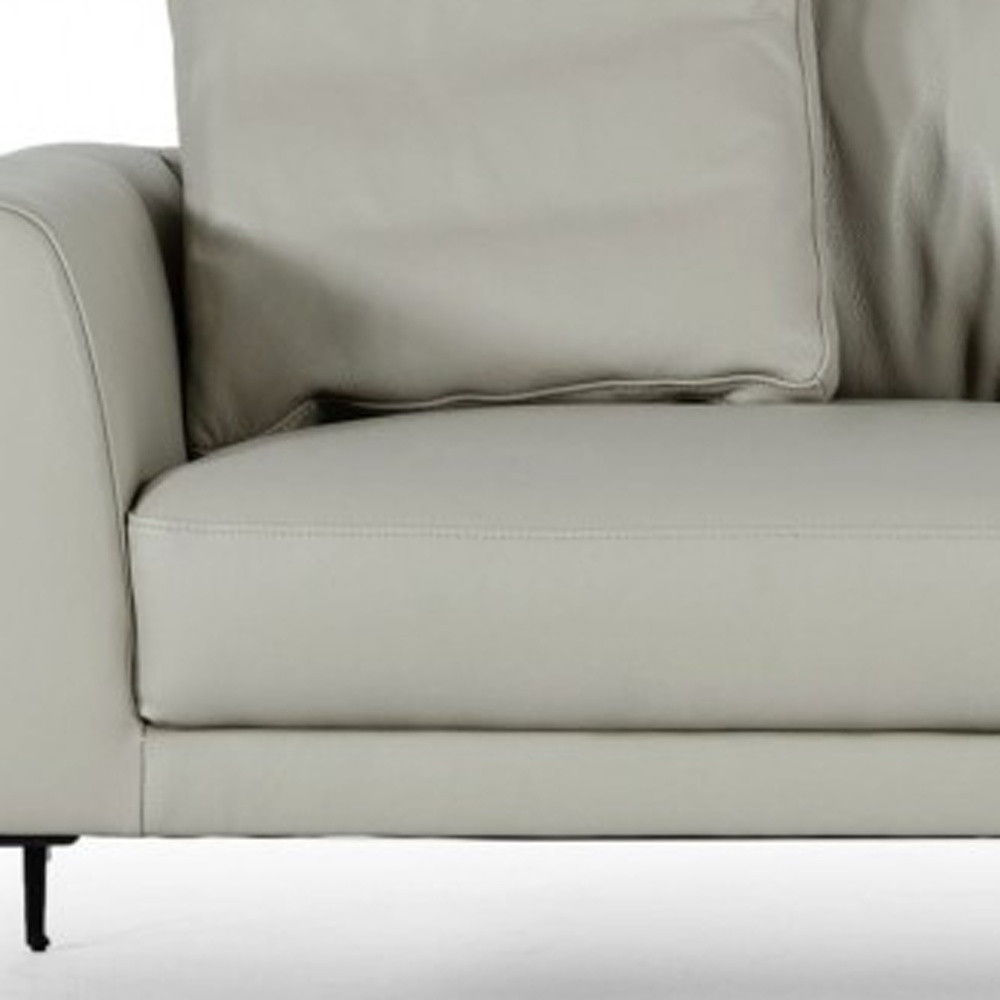 Contemporary Leather Sofa - Light Gray