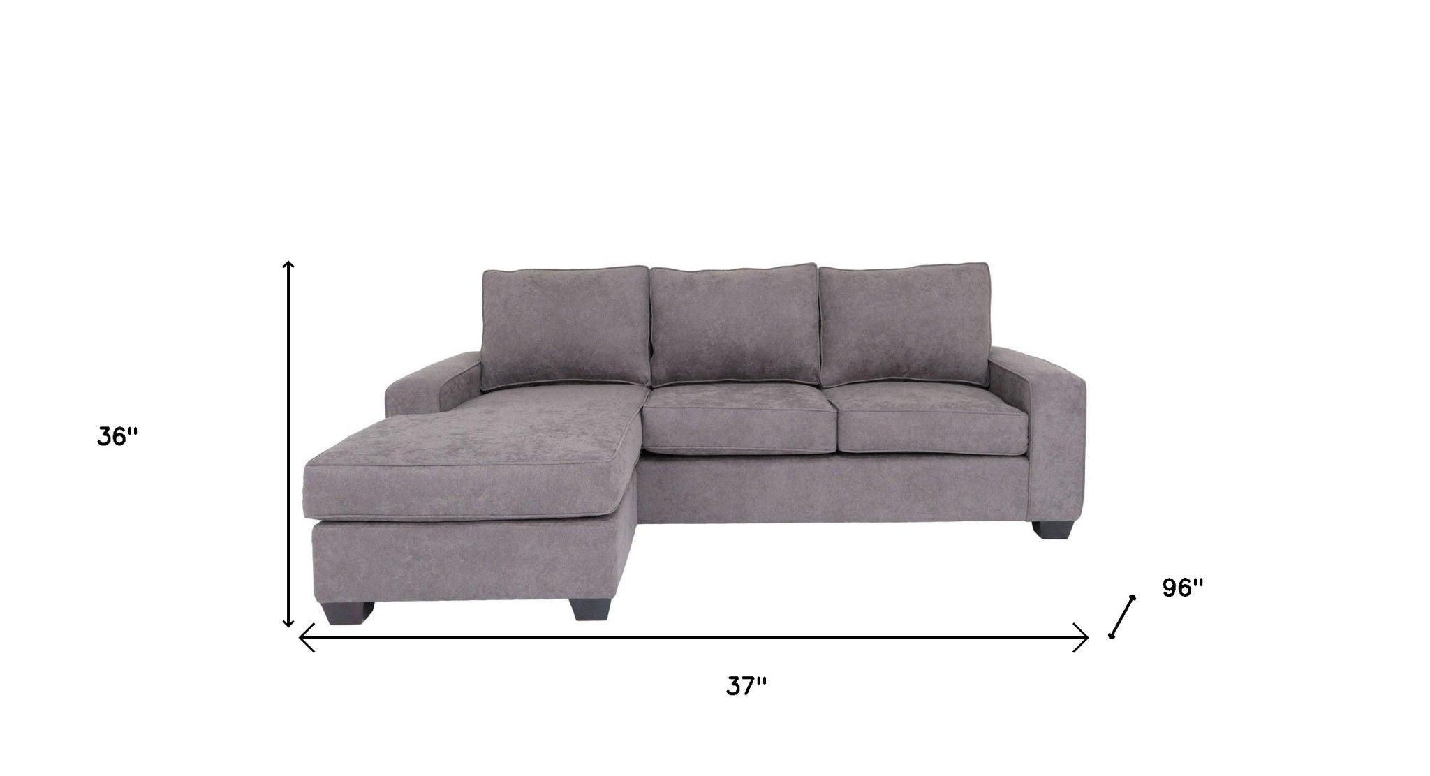 Polyester Blend L Shaped Stationary Two Piece Corner Sectional - Gray