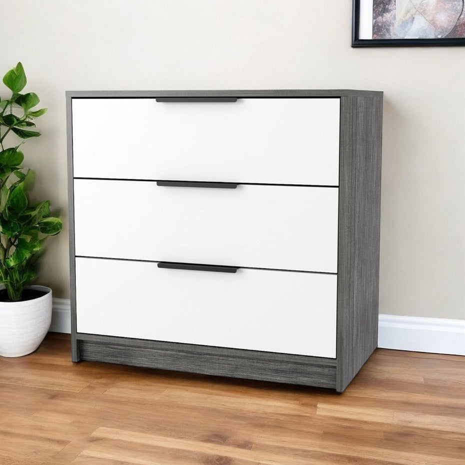 Three Drawer Dresser - White / Gray