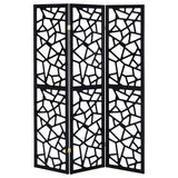 Nailan - 3-Panel Room Divider Folding Screen Open Mosaic - Black by CoasterEveryday | Bel Furniture