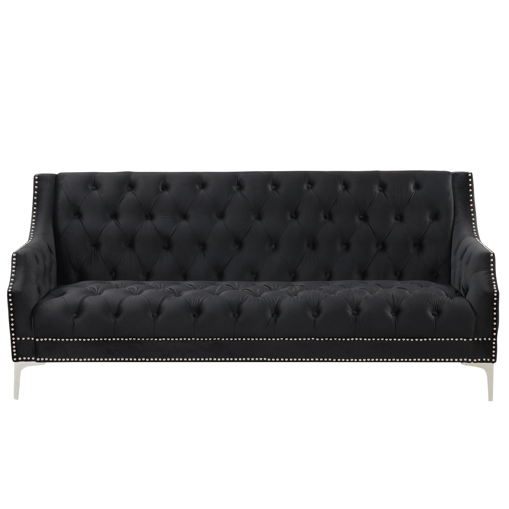 Modern Sofa Dutch Plush Upholstered Sofa With Metal Legs, Button Tufted Back