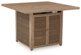 Walton Bridge - Driftwood - 5 Pc. - Square Dining Table W/Fire Pit, 4 Barstools