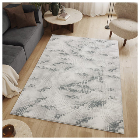 Geometrix - 5'3" X 7'3" Area Rug / Geometric 3D Effect - Ivory / Gray - view 6