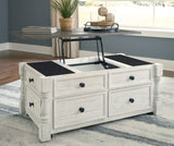 Havalance - White / Gray - Lift Top Cocktail Table with Storage Drawers by Signature Design by Ashley® | Bel Furniture