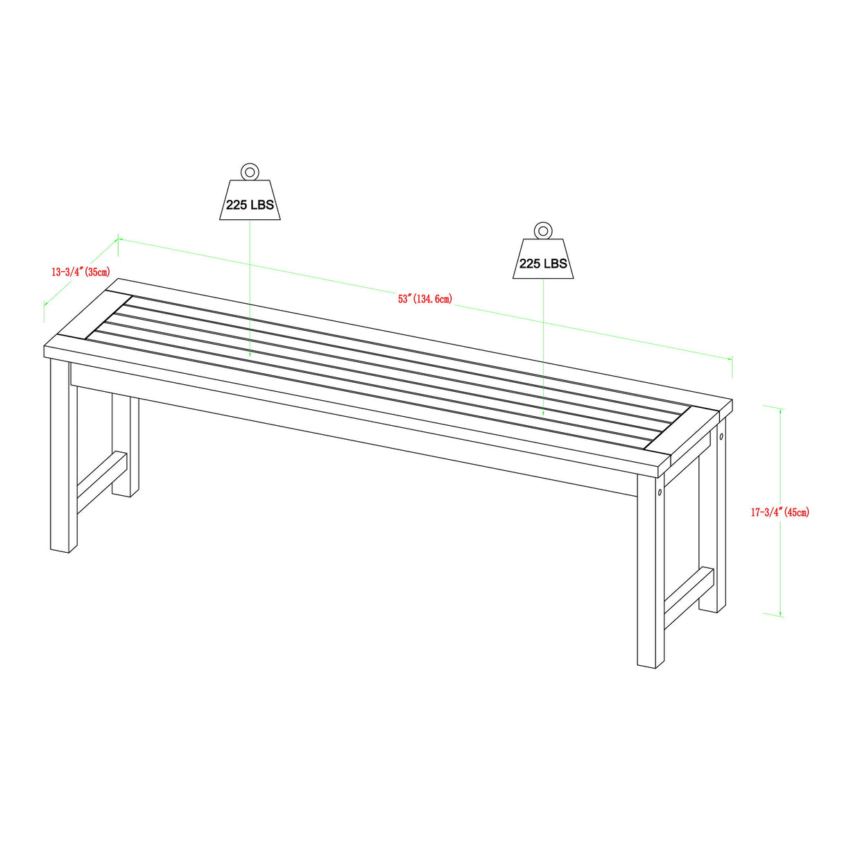 Modern Slat Top Solid Wood Patio Bench by Walker Edison | Bel Furniture