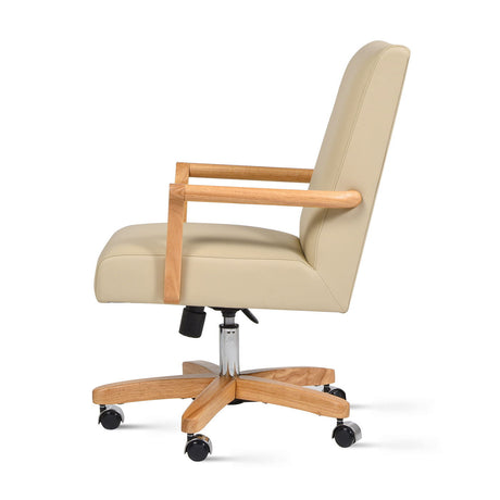 Dumont - Modern Farmhouse High Back Executive Home Office Chair - Neutral Cream Beige / Natural by Jennifer Taylor Home | Bel Furniture