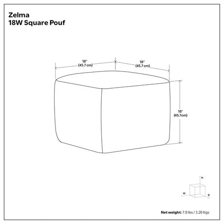 Zelma - Square Woven Outdoor / Indoor Pouf - Cream / Natural - view 7