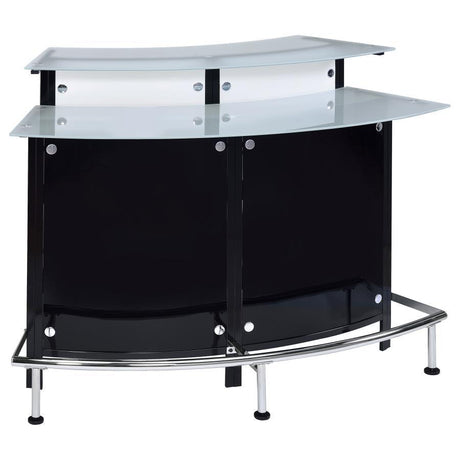 Keystone - Curved Glass Top Home Bar Wine Cabinet - Black by CoasterEssence | Bel Furniture