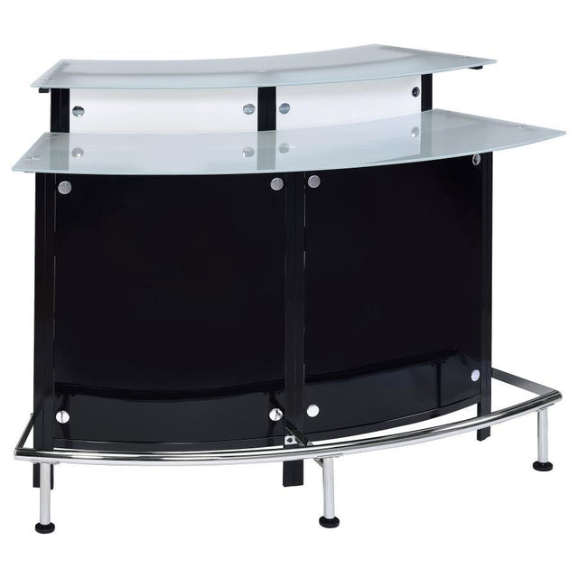 Keystone - Curved Glass Top Home Bar Wine Cabinet - Black by CoasterEssence | Bel Furniture