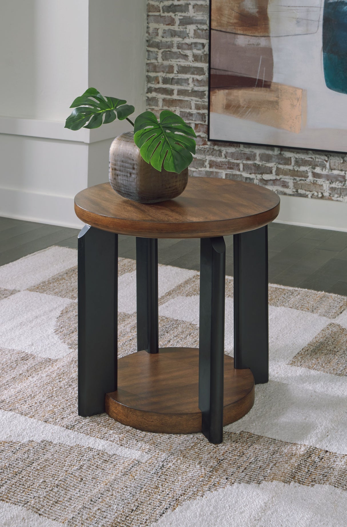 Kraeburn - Brown / Black - Round End Table by Signature Design by Ashley® | Bel Furniture