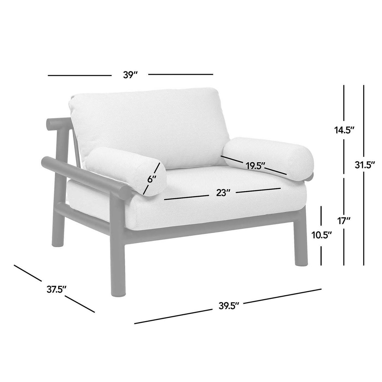 Zara - Dowel Frame Bolster Patio Deep Seating Armchair, Axroma Olefin - Wheat Beige by Jennifer Taylor Home | Bel Furniture