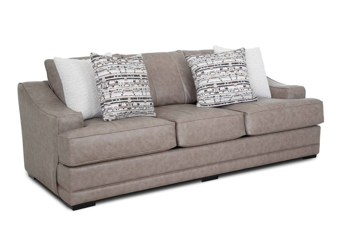 Taupe Gray Transitional 2 Piece Sofa and Loveseat Set with Flared Arms & Reversible Cushions