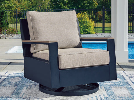 East Beach - Swivel Glider Chair With Cushion - Blue - view 5