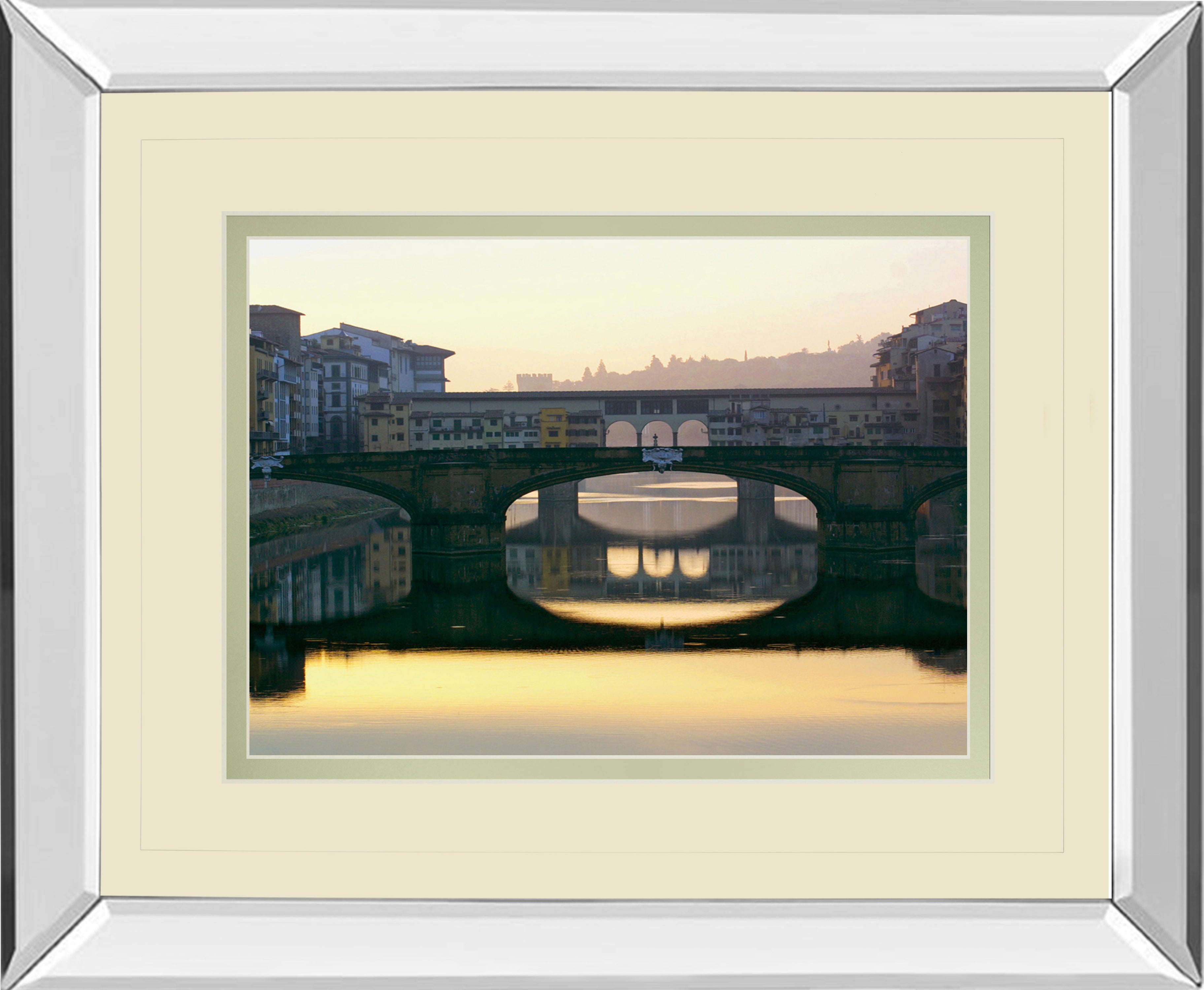 Ponte Vecchio By Bill Philip - Mirror Framed Print Wall Art - Yellow