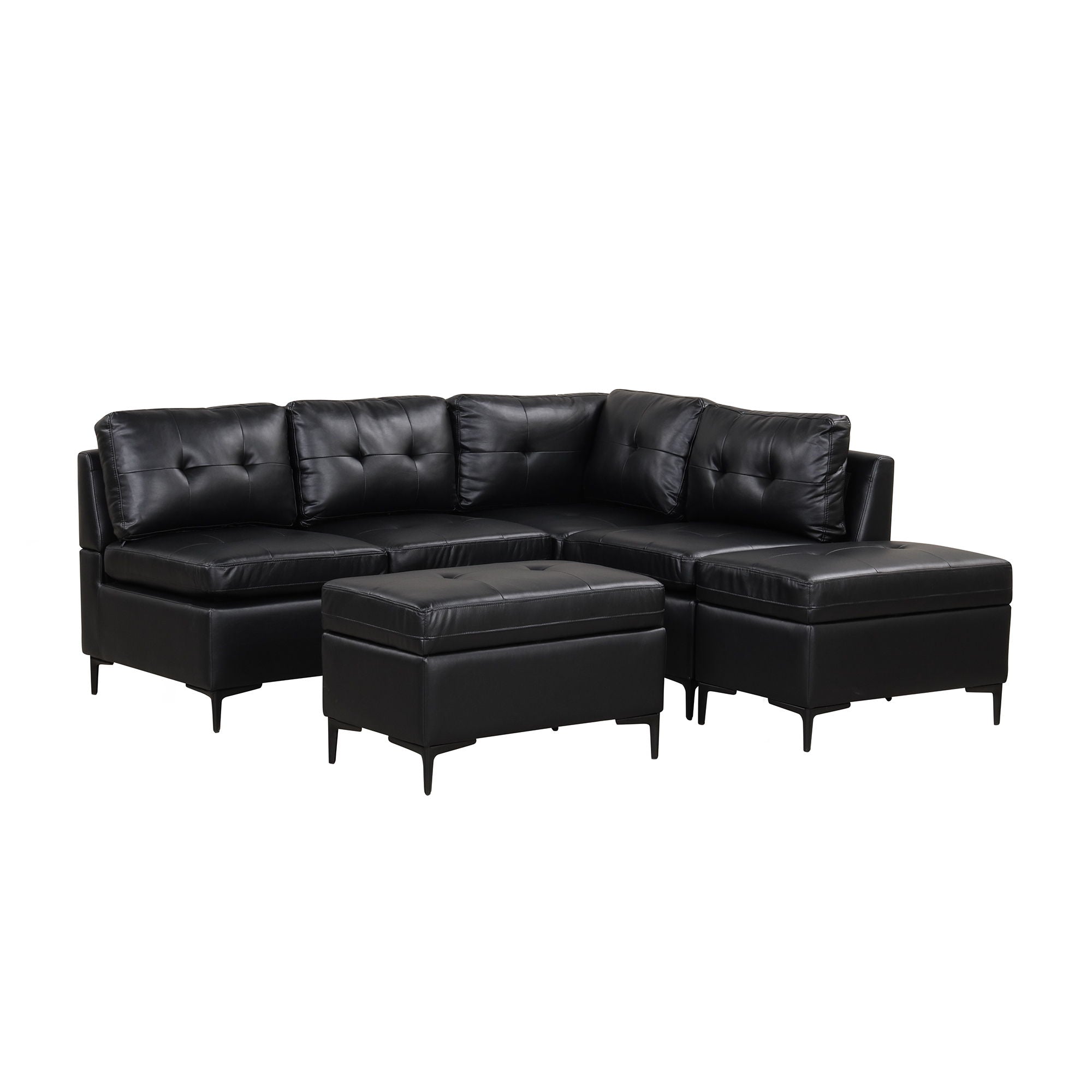 L-Shaped Corner Sofa Sectional Sofa Couch With Movable Storage Ottomans For Living Room