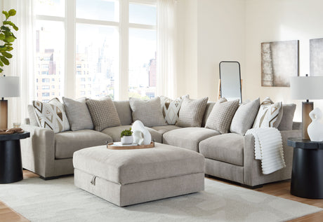 Aslan Court - Sectional With Ottoman Set Gray 6 Pc. - 5-Piece Sectional, Ottoman by Benchcraft® | Bel Furniture