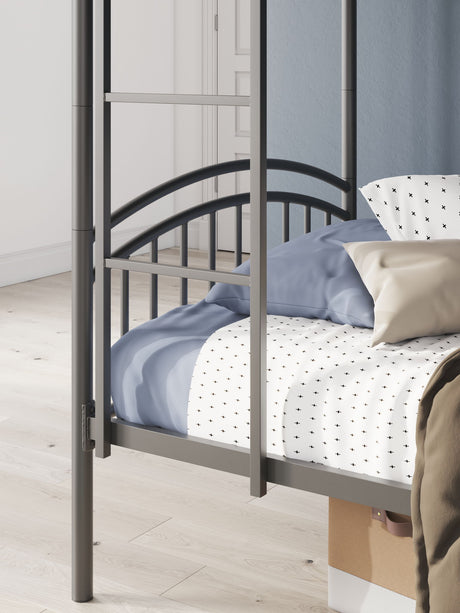 Lanceburg - Twin/Twin Bunk Bed With Ladder - Gray - view 7