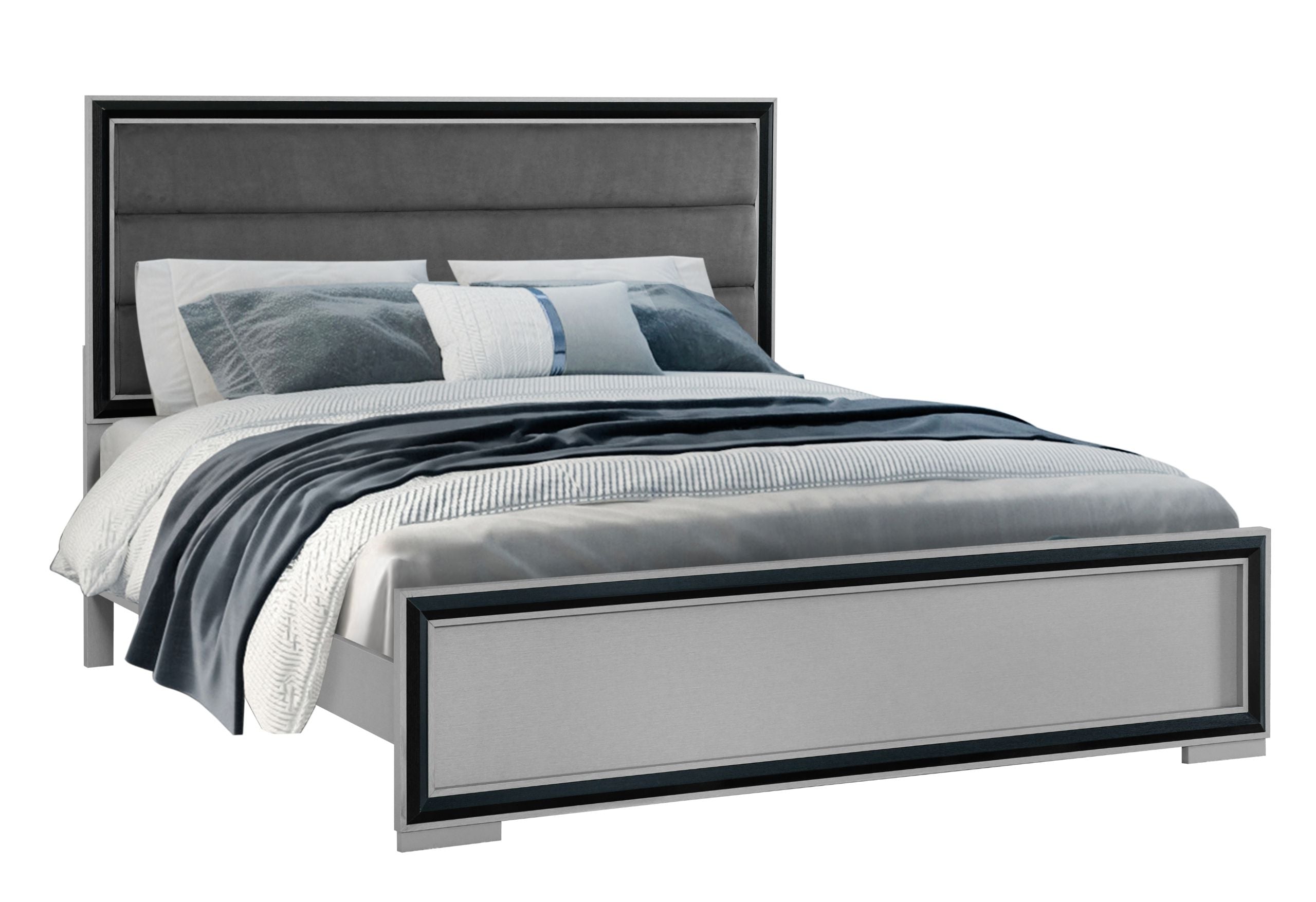 Adelaide - King Bed With LED - Gray / Black