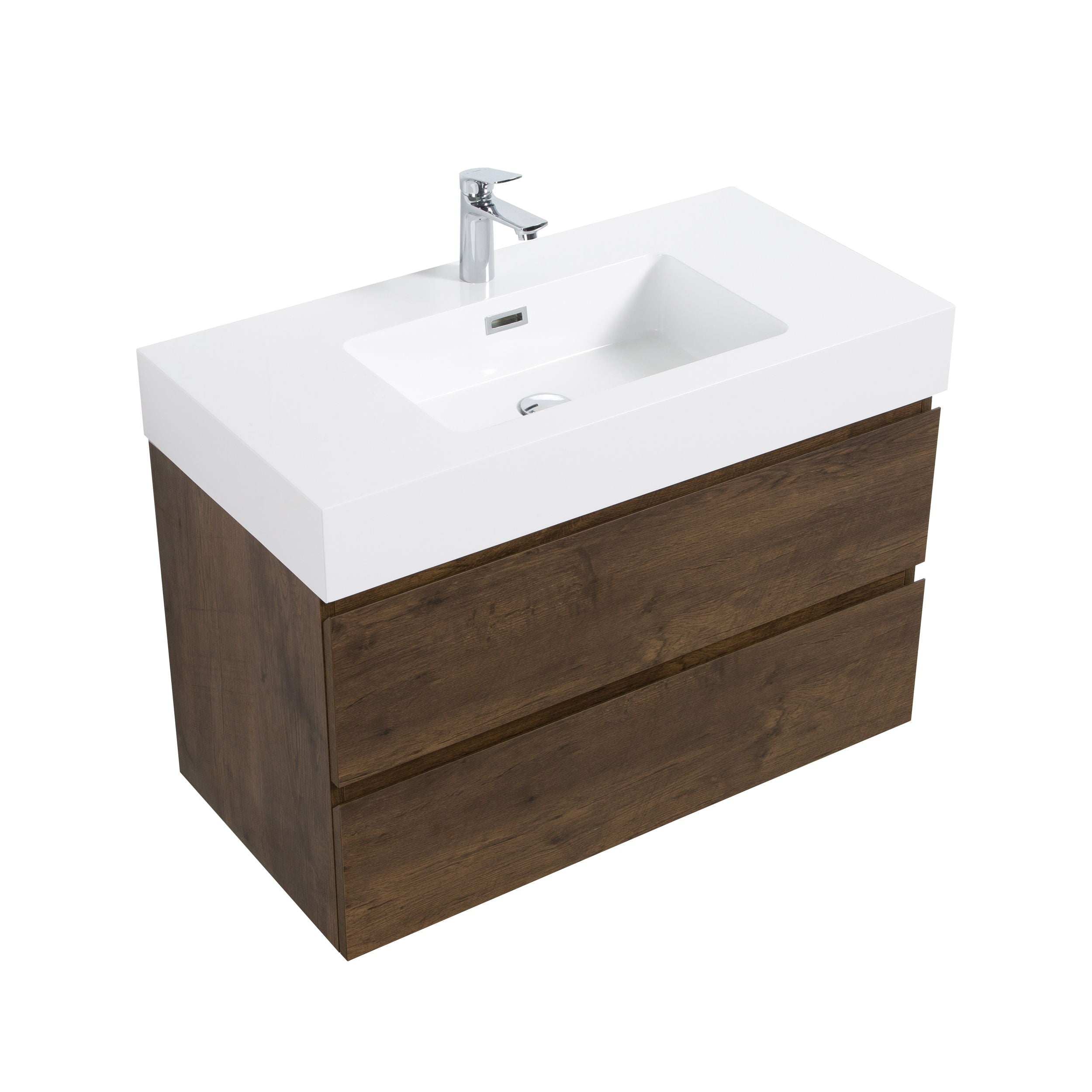 Alice - Bathroom Vanity Wall Mounted With Sink, Large Storage Floating Bathroom Vanity For Modern Bathroom, One-Piece Sink Basin Without Drain And Faucet