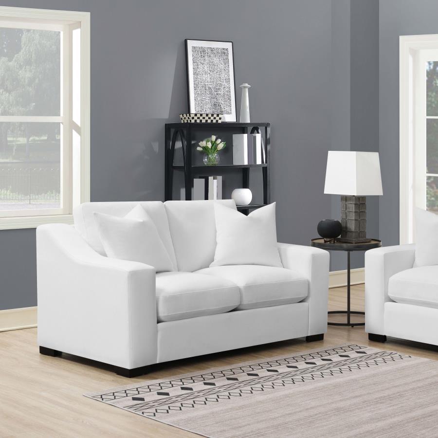 Ashlyn - Upholstered Sloped Arm Loveseat - White