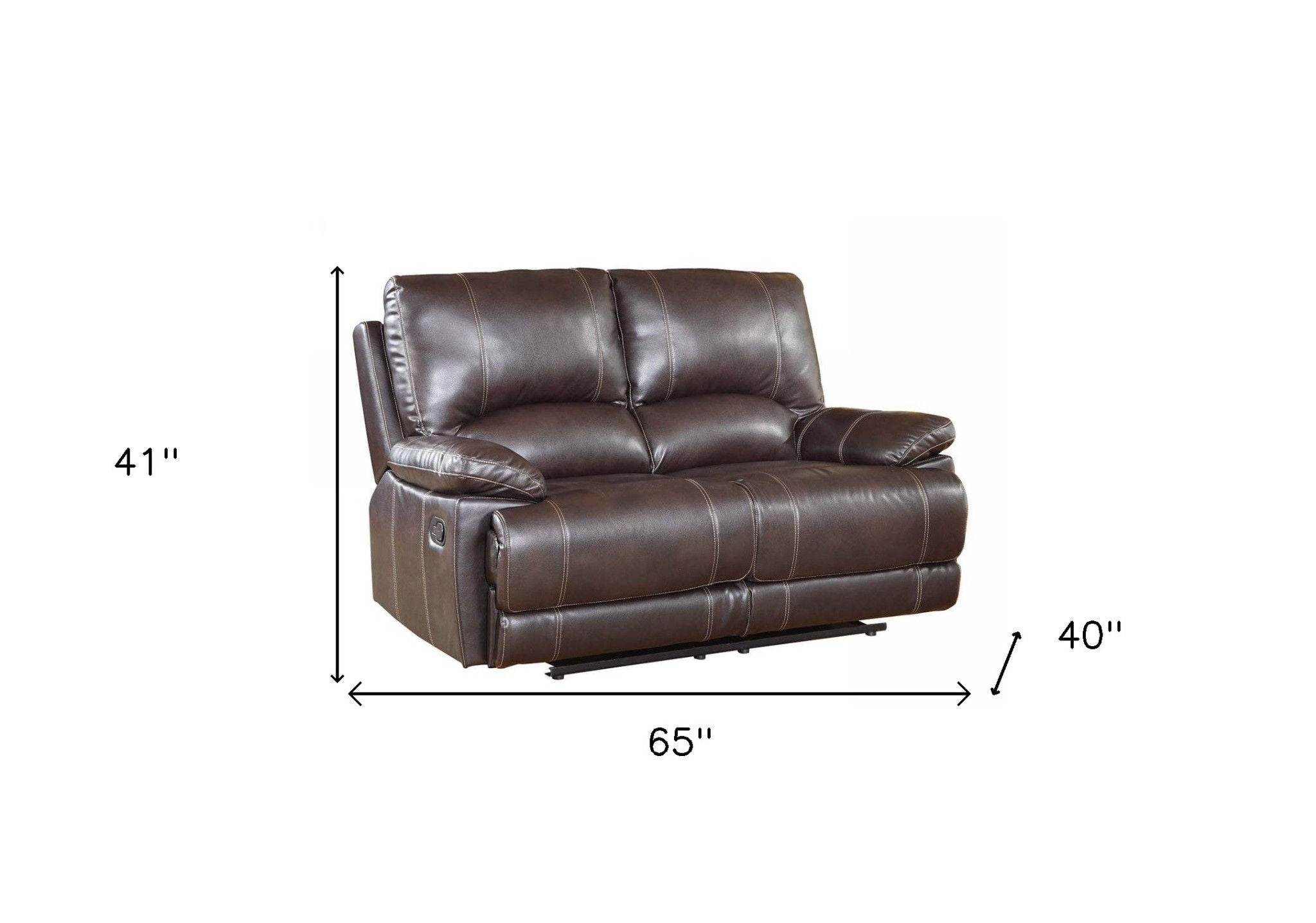 Love Seat Faux Leather Manual Reclining - Brown