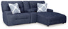 Acklen Place - Reclining Sectional Blue 3 Pc. Power Reclining Sectional Sofa With Raf Chaise by Signature Design by Ashley® | Bel Furniture