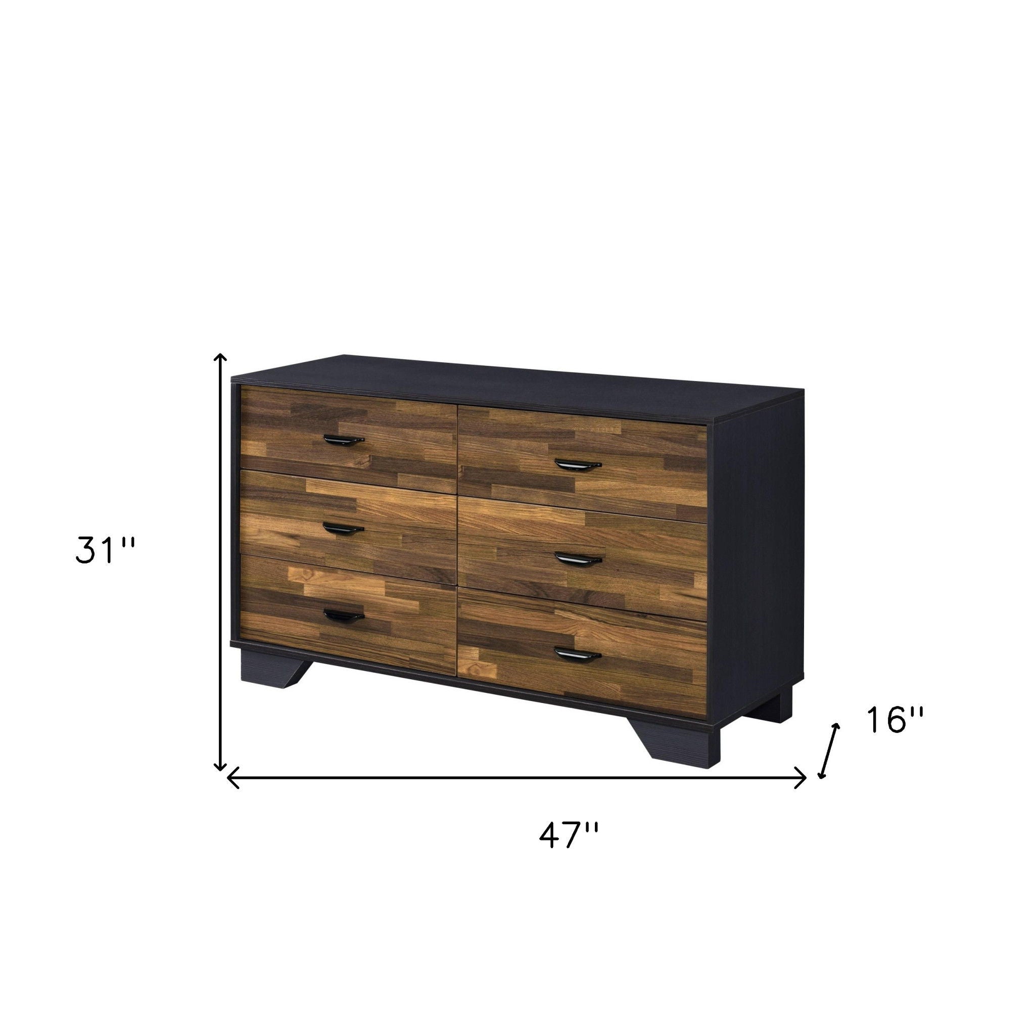 Six Drawer Double Dresser - Walnut Black