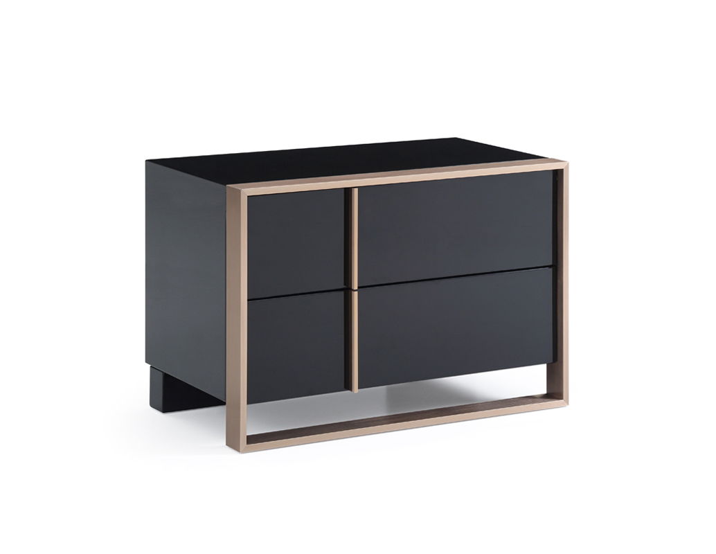 Two Drawers Nightstand - Black