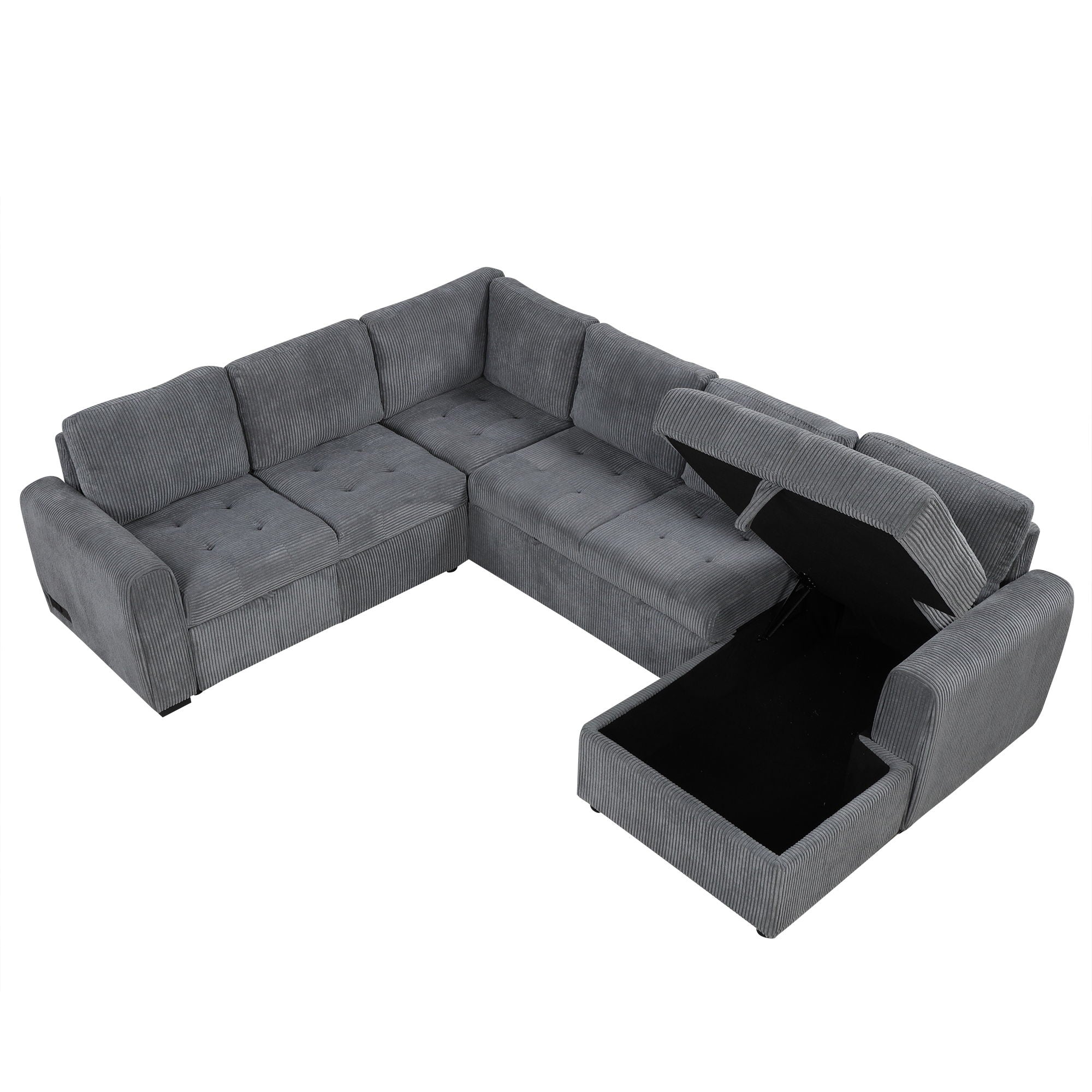 U-Shaped Sofa Sectional Sofa Pull-Out Sofa Bed With A Storage Chaise Lounge, Charging Devices For Living Room