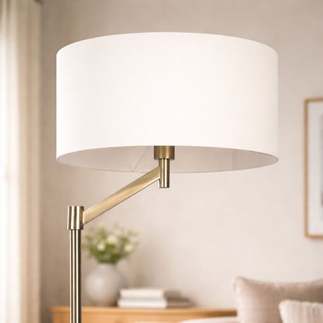 Horizon - Table Lamp With On / Off Switch Curved Base Linen Shade - Brushed Nickel / Silver / White - view 5
