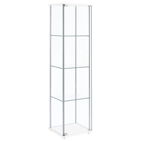 Bellatrix - 4-Shelf Clear Glass Curio Cabinet White by CoasterEveryday | Bel Furniture