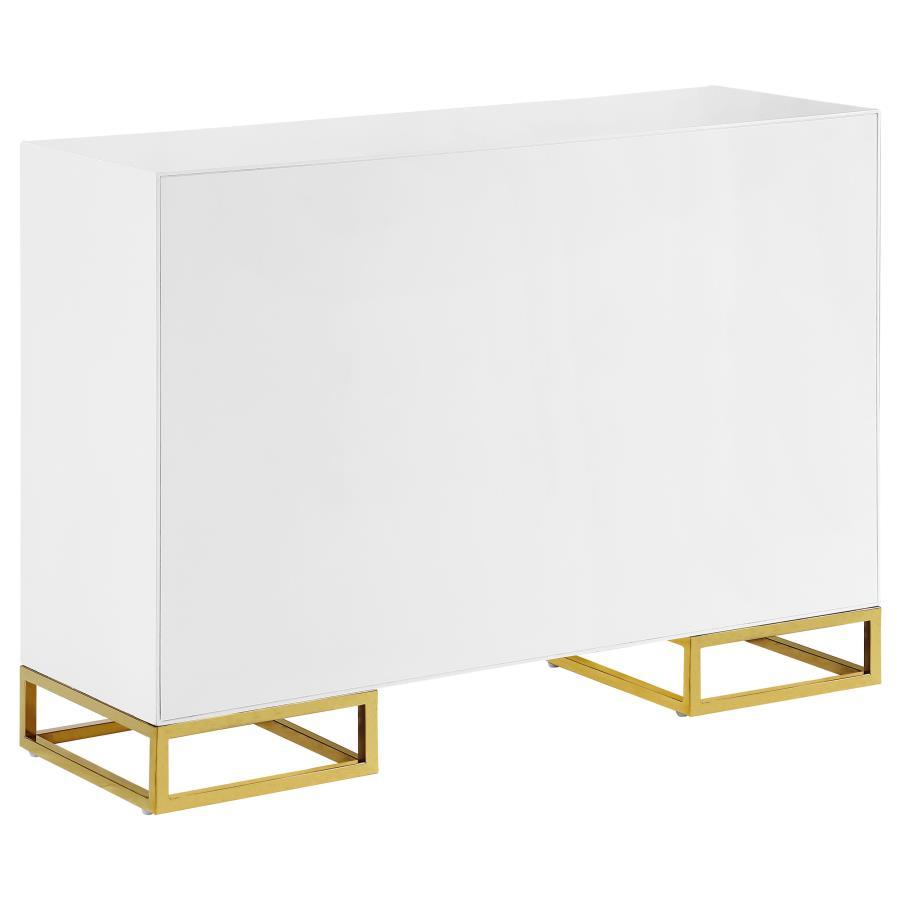 Elsa - 2 Door Wood Storage Accent Cabinet - White And Gold by CoasterEssence | Bel Furniture