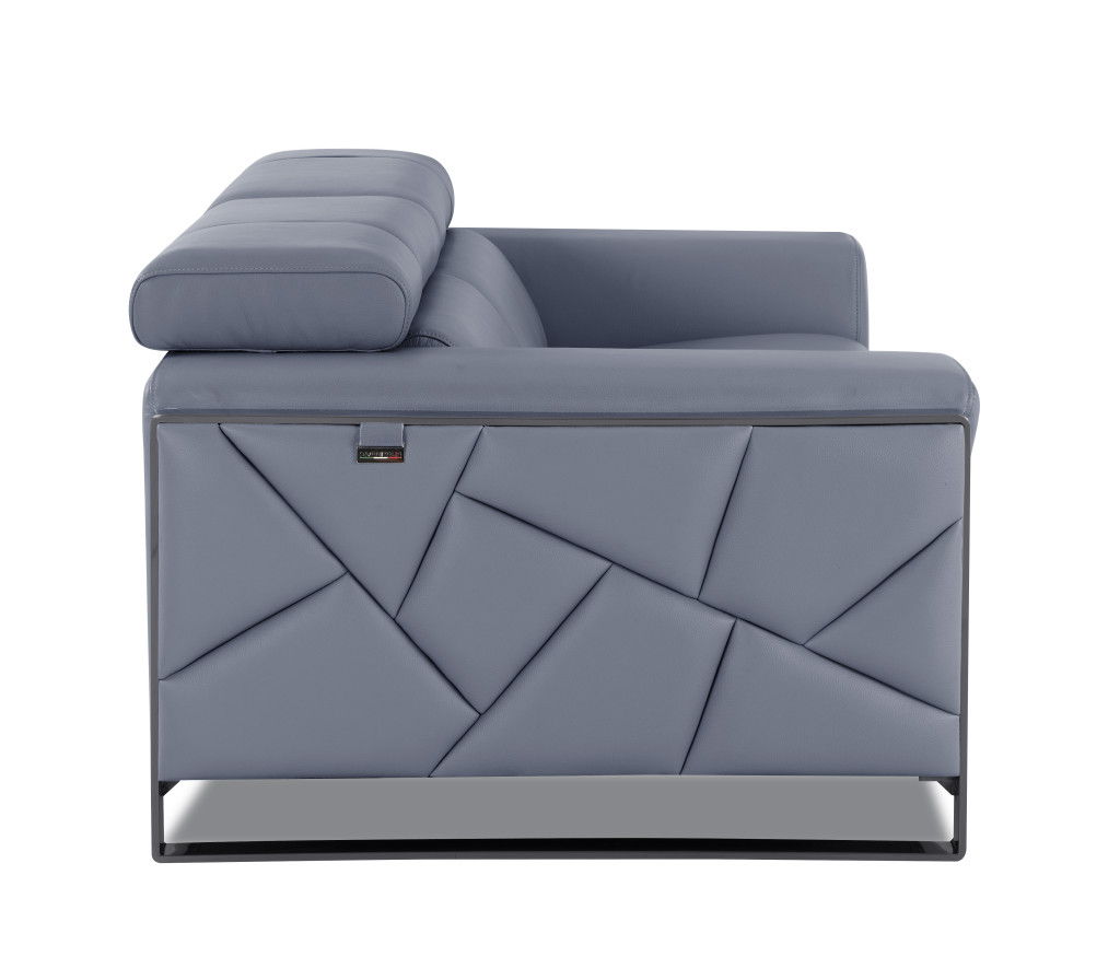 Mod Leather And Chrome Deco Accent Chair - Slate Blue