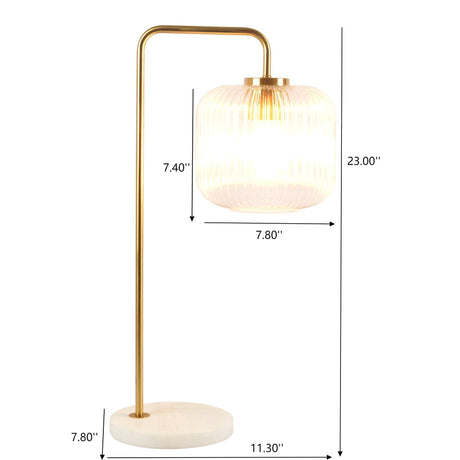 Haven - Clear Table Lamp, Button Control - Gold / White / White Marble - view 9