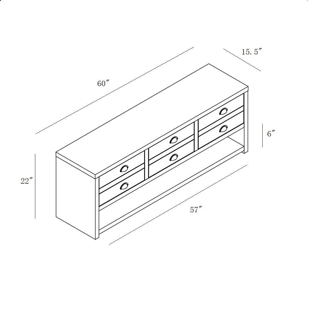 Modern TV Stand With Three Drawers & Open Shelf Stylish Storage Solution For Media Accessories - Distressed Gray