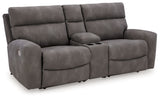 Next-Gen Durapella - Reclining Sectional Dark Gray 3 Pc. Power Reclining Sectional Loveseat With Console by Signature Design by Ashley® | Bel Furniture