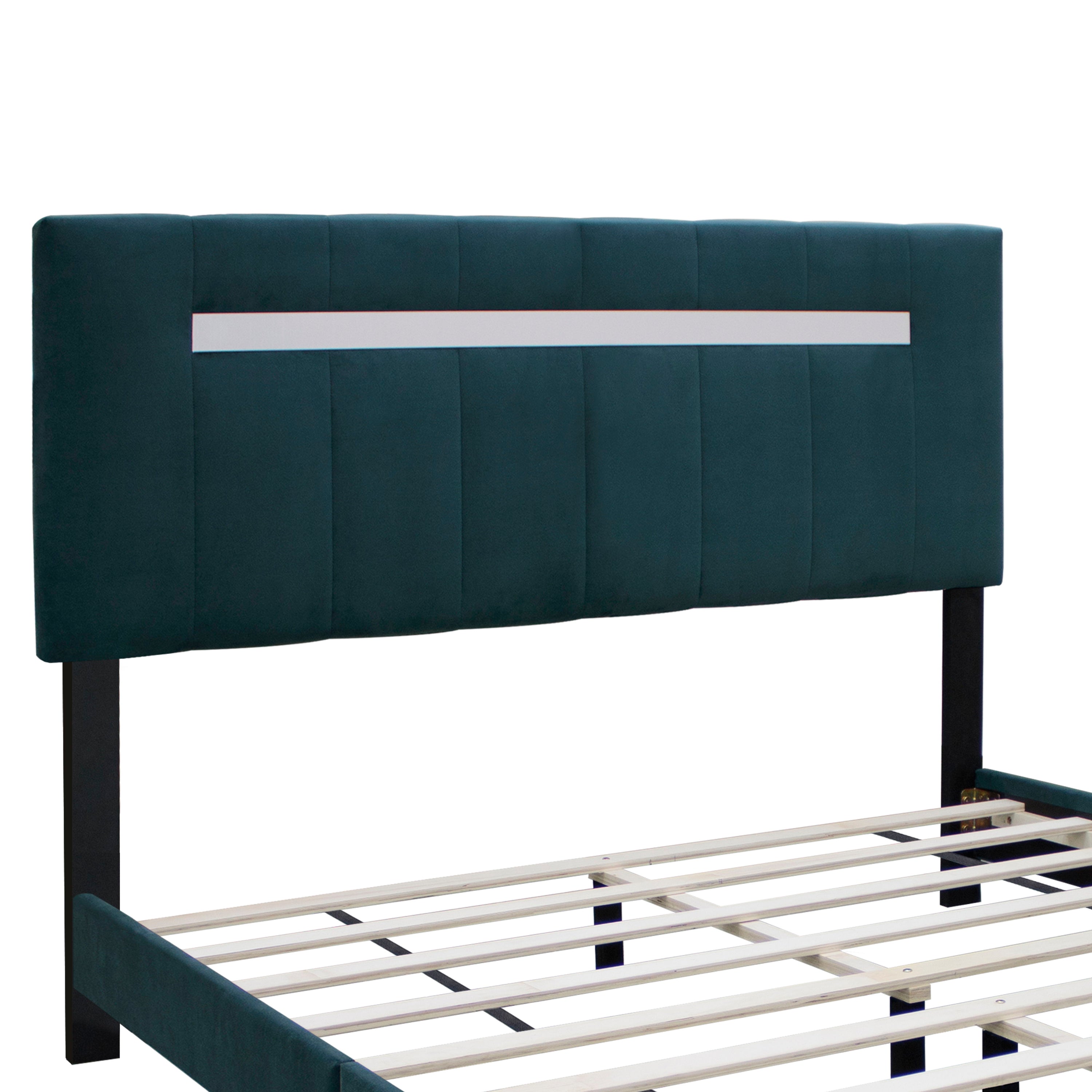 Queen Size Adjustable Upholstered Bed Frame Dark Velvet Collection Comfort And Simplicity