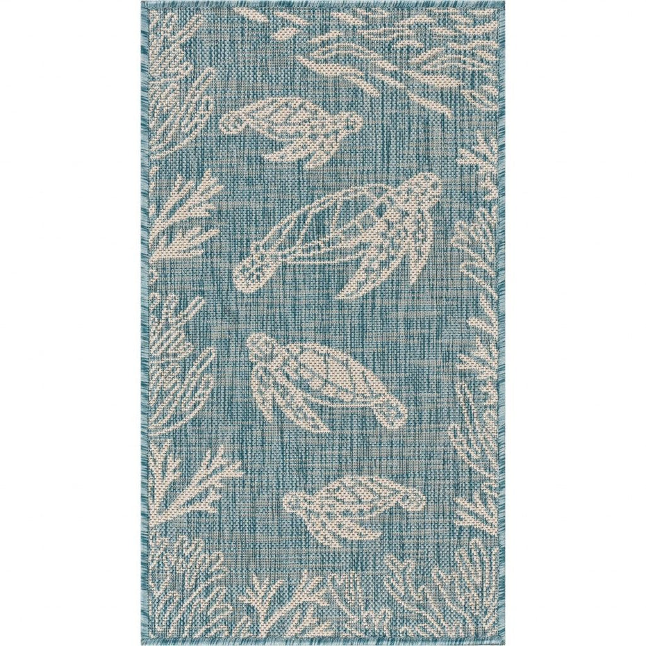 2' X 3' Area Rug Indoor & Outdoor - Gray / Blue