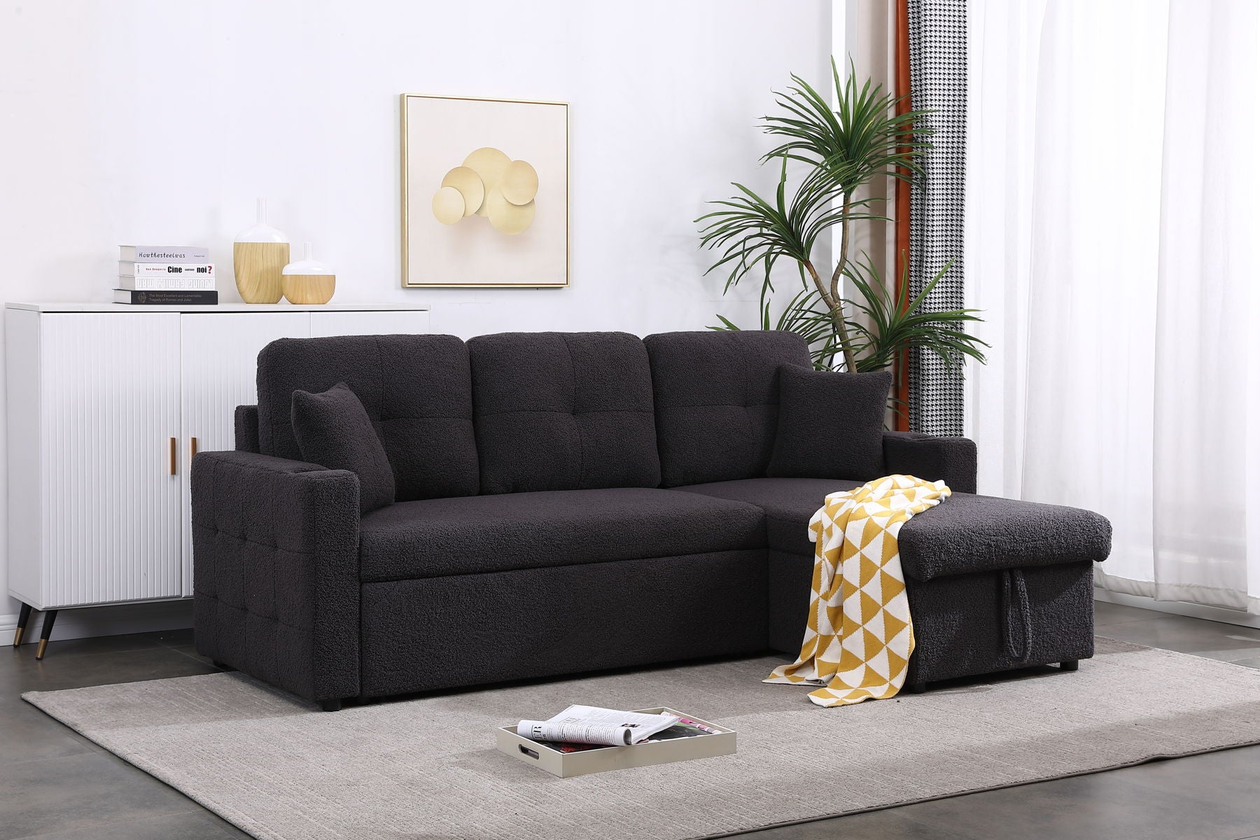 Lambswool - Pull Out Sleeper Sectional Sofa With Storage Chaise