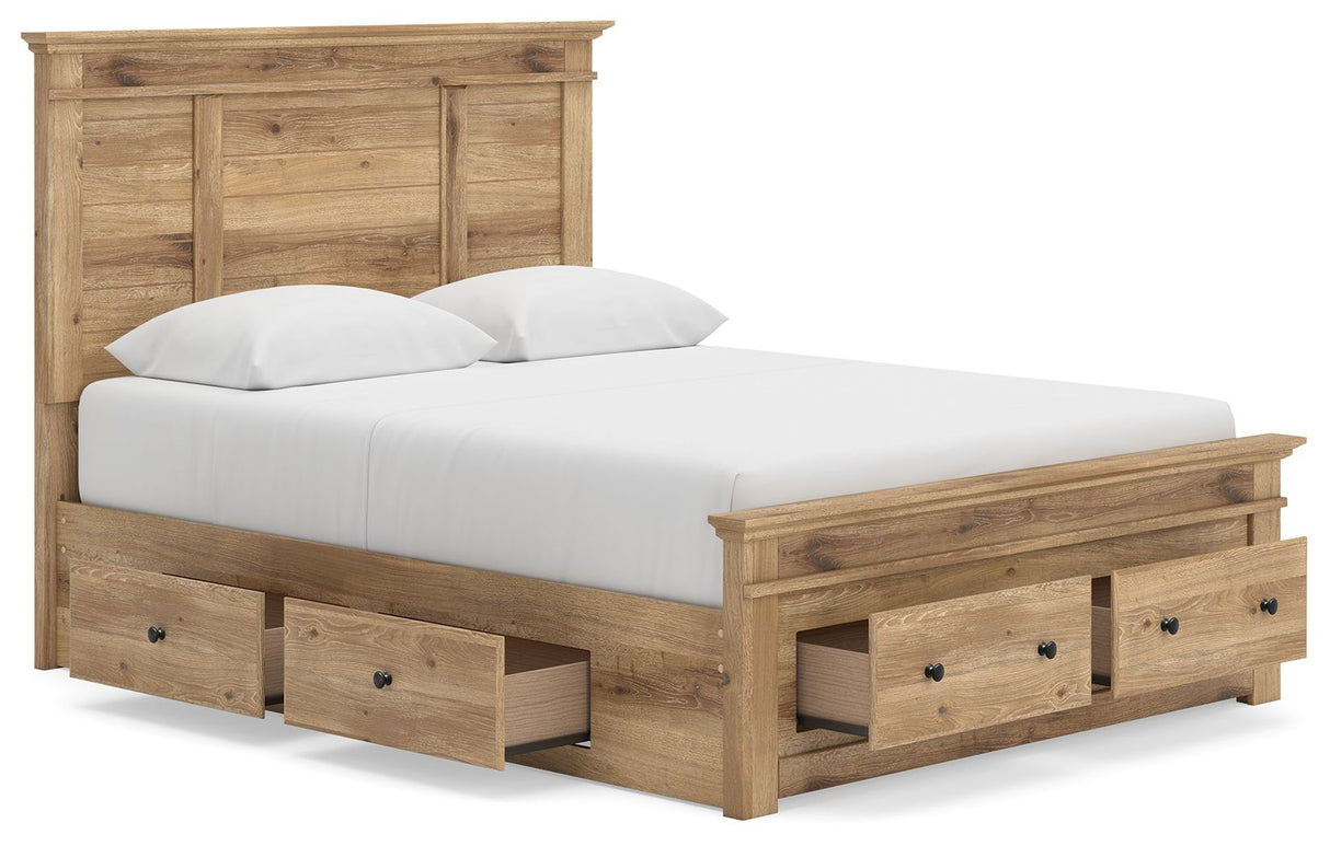 Makidern - Panel Storage Bed With 2 Under Bed Storage Units