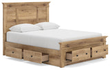 Makidern - Panel Storage Bed With 2 Under Bed Storage Units