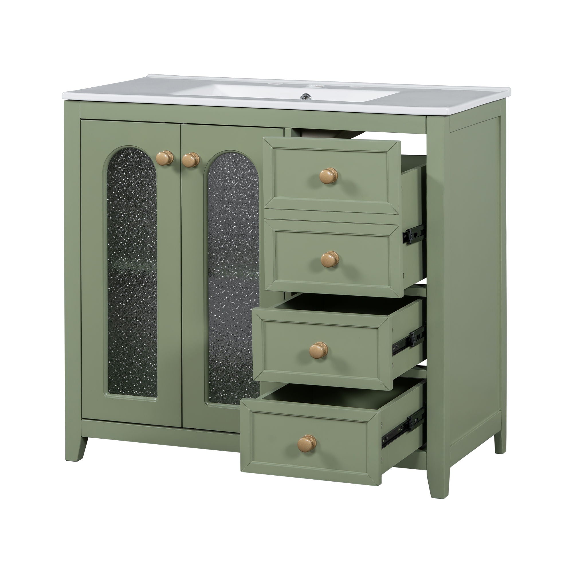 Bathroom Vanity With Two Soft Close Doors, Adjustable Shelves And Three Drawers