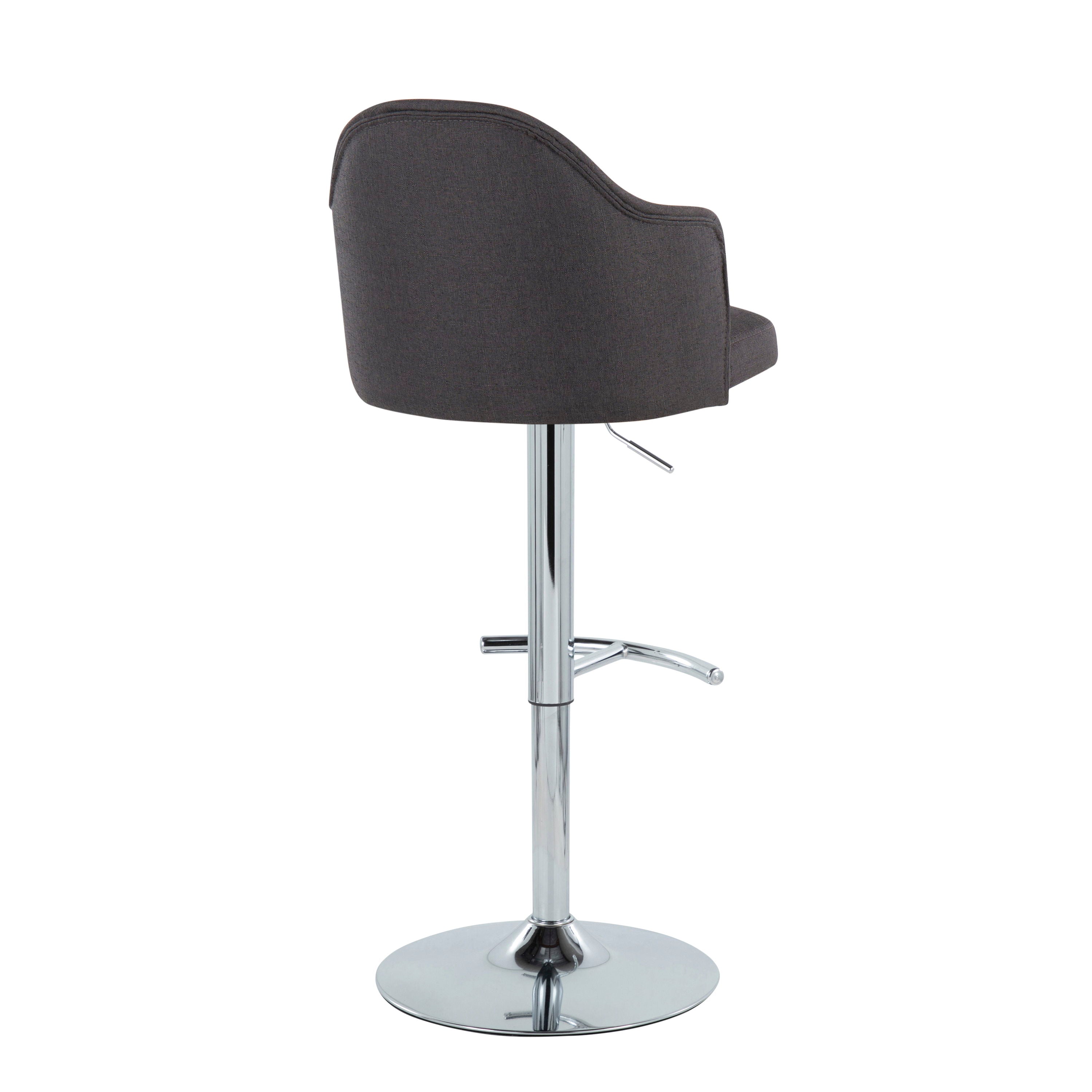 Ahoy - Contemporary Adjustable Barstool With Swivel With Rounded T Footrest (Set of 2)