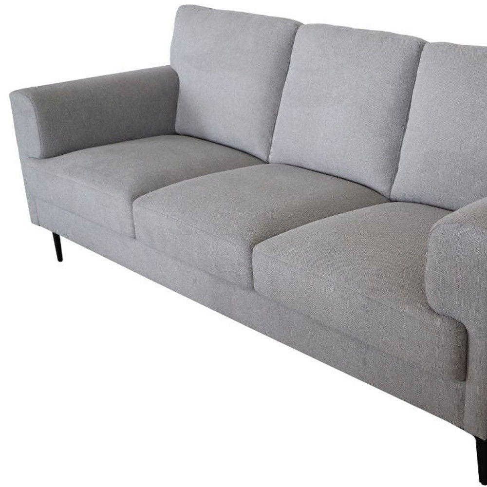 Linen Sofa With Black Legs - Light Gray