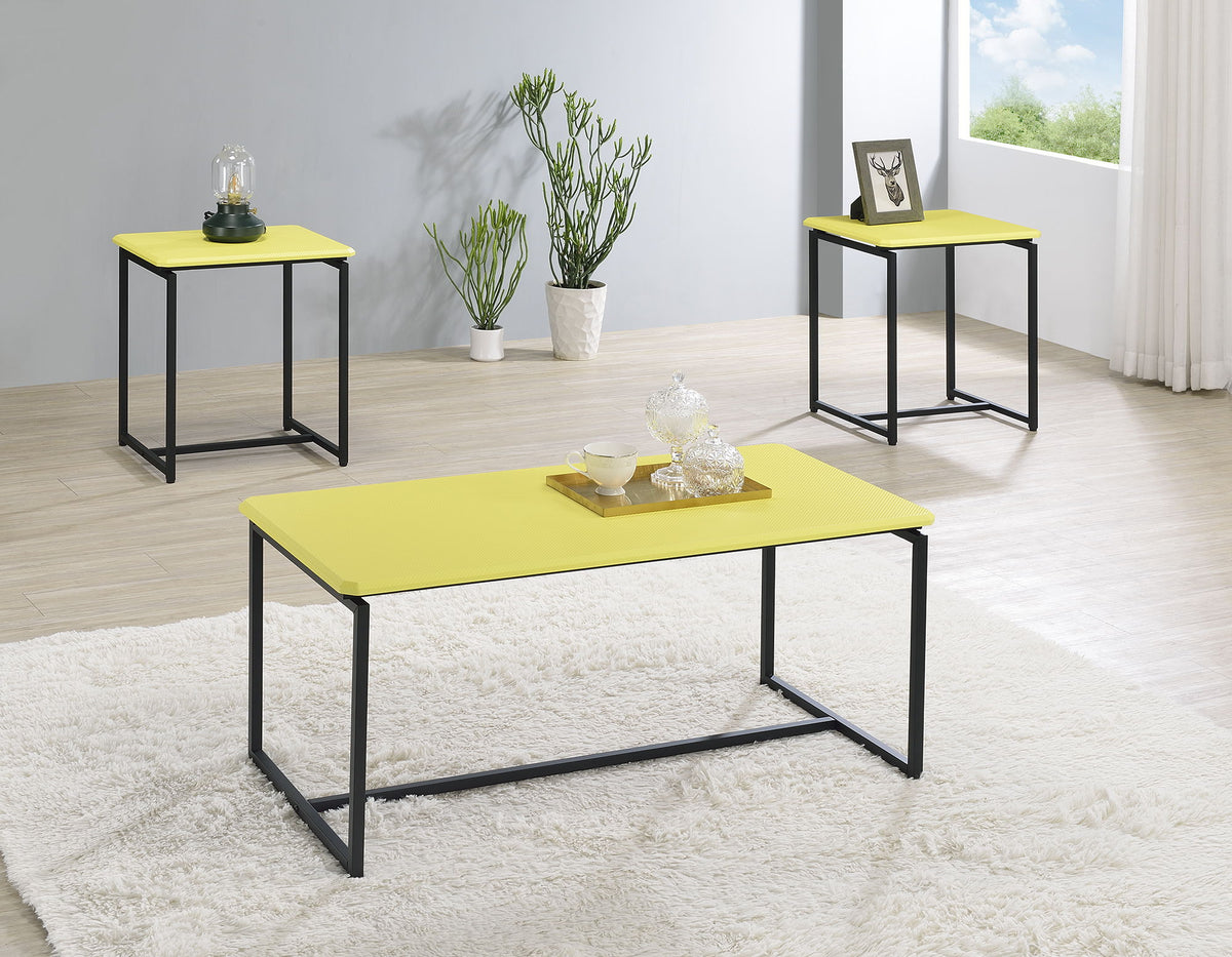 GT - 3 Piece Carbon Fiber Wrap Coffee Table And End Table (Set of 3) by Lilola Home | Bel Furniture