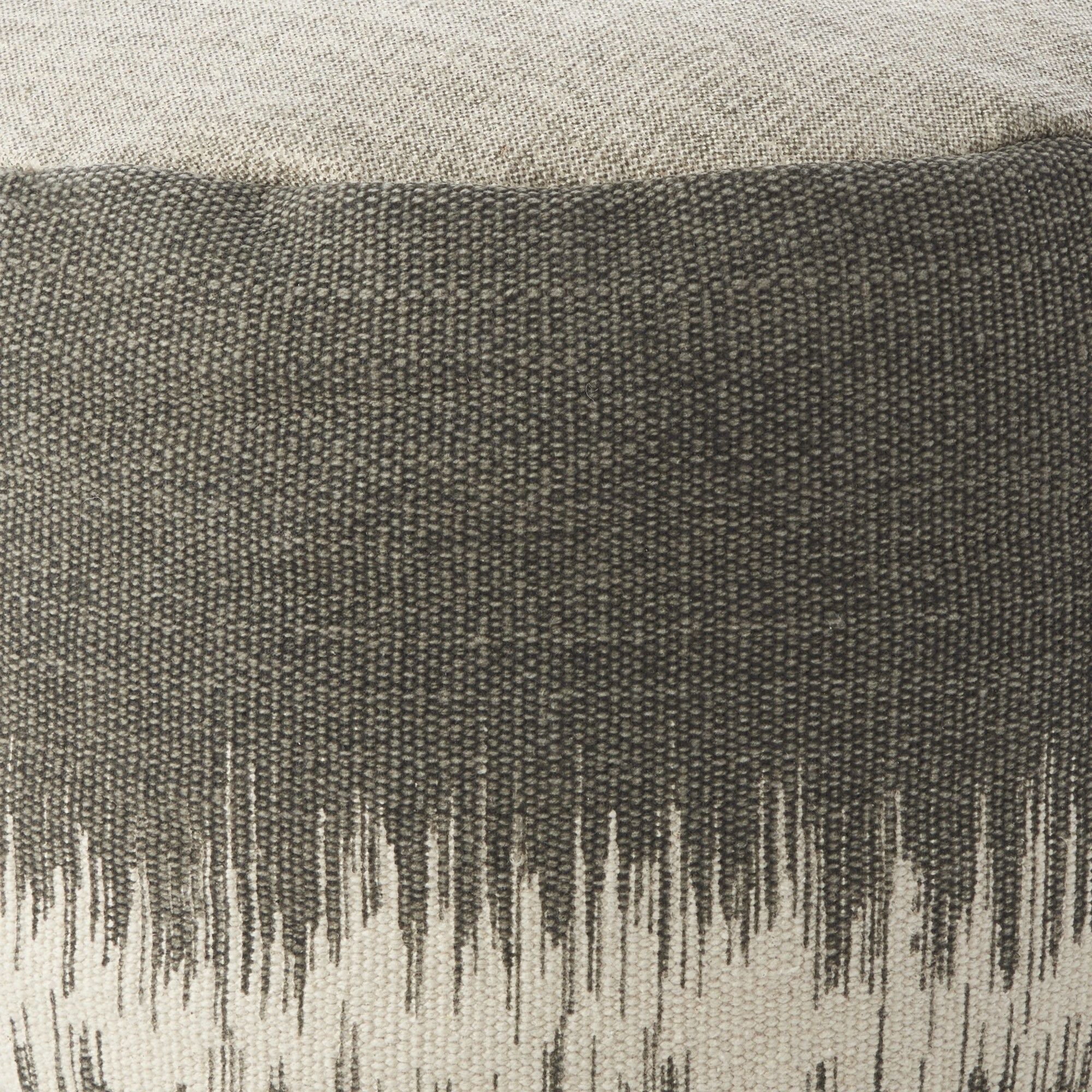 Cotton Abstract Pouf Ottoman - Charcoal