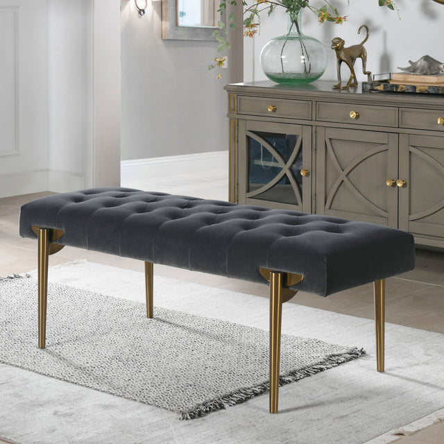 Aria - Upholstered Gold Accent Bench by Jennifer Taylor Home | Bel Furniture