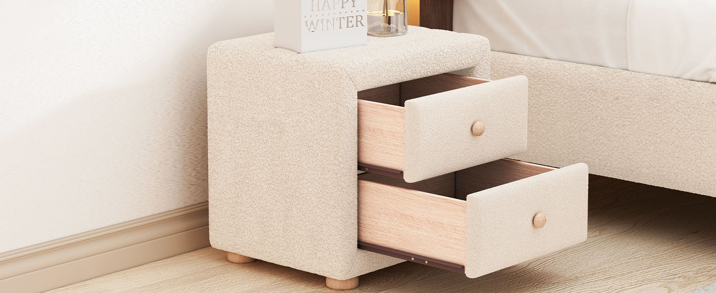 Teddy Fleece Nightstand With 2 Drawers