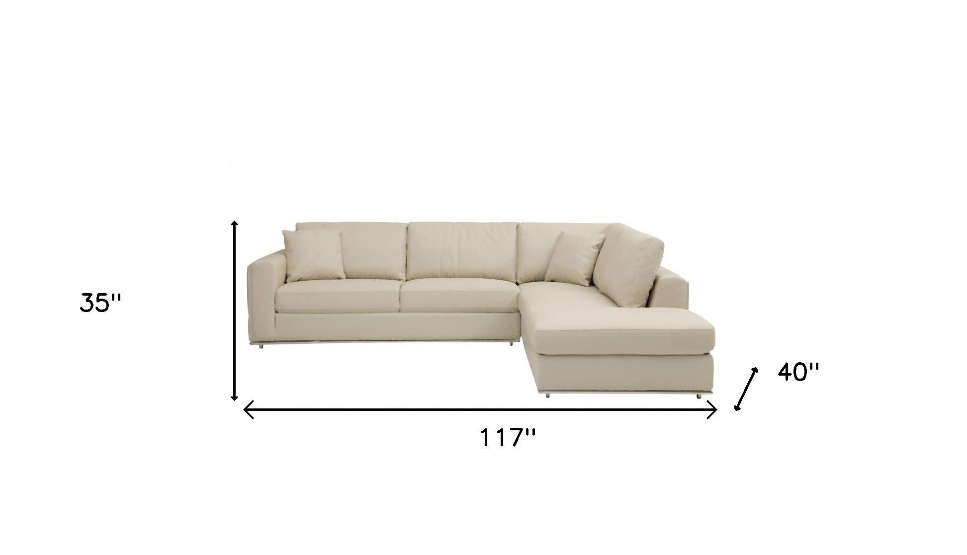 Italian Leather Reclining L Shaped 2 Piece Corner Sectional - Beige